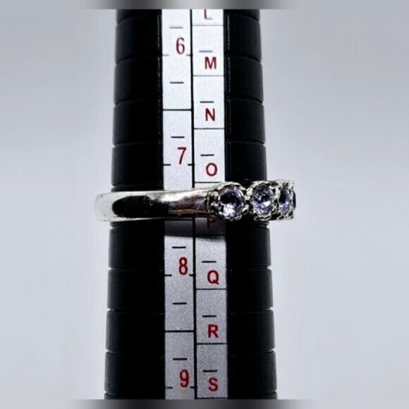 Silver Tone Simulant Tanzanite Band Fashion Ring - Picture 7 of 8